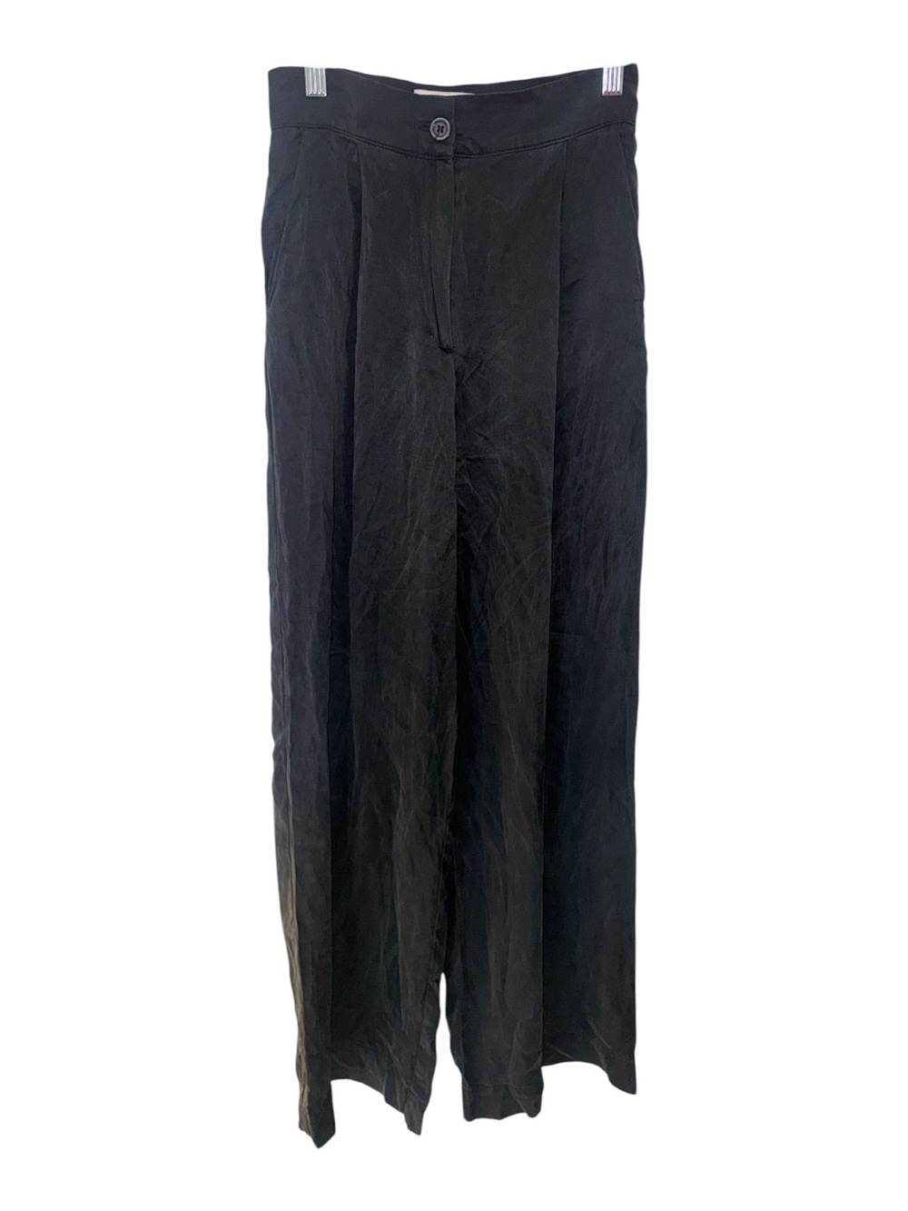 Washed Black Wide-Leg Women's Pants 100% Silk